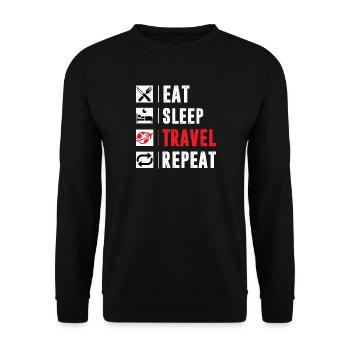 Eat SleepTravel Repeat Shirt For MEn Women And Kid - Unisex Pullover - Schwarz - Vorne - Alina (178cm) & Michal (187cm)