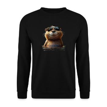 Beaver Motif Beaver Whisperer Rodents Cute Beaver - Unisex Sweatshirt - black - Front - Alina (178cm) & Michal (187cm)