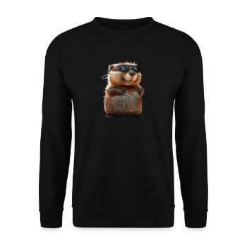 Beaver Motif Beaver Whisperer Rodents Cute Beaver - Unisex Sweatshirt - black - Front - Alina (178cm) & Michal (187cm)