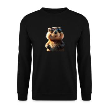 Beaver Motif Beaver Whisperer Rodents Cute Beaver - Unisex Sweatshirt - black - Front - Alina (178cm) & Michal (187cm)