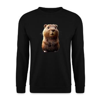 Beaver Motif Beaver Whisperer Rodents Cute Beaver - Unisex Sweatshirt - black - Front - Alina (178cm) & Michal (187cm)