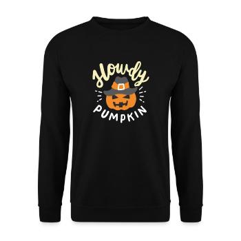 Kürbis Halloweenkostüm - Unisex Pullover - Schwarz - Vorne - Alina (178cm) & Michal (187cm)