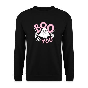 Geist Halloweenkostüm - Unisex Pullover - Schwarz - Vorne - Alina (178cm) & Michal (187cm)