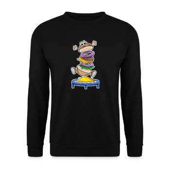 Trampoline Burger Fast Food - Unisex Sweatshirt - black - Front - Alina (178cm) & Michal (187cm)