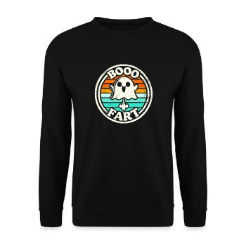 Lustiger Geist furzt – Halloween Spaß - Unisex Pullover - Schwarz - Vorne - Alina (178cm) & Michal (187cm)