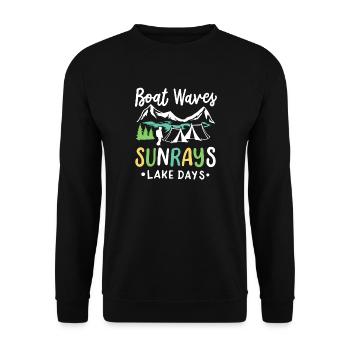 Boot Wellen See Tage - Unisex Pullover - Schwarz - Vorne - Alina (178cm) & Michal (187cm)