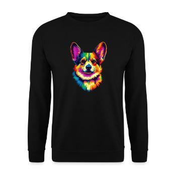 Corgi arc-en-ciel coloré Welsh Corgi Cardigan Corgi Corgi - Sweat-shirt Unisexe - noir - Devant - Alina (178cm) & Michal (187cm)