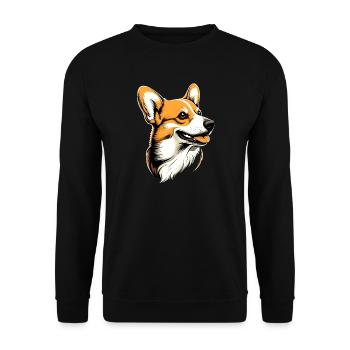Corgi Welsh Corgi Cardigan Chien Mignon Welsh Corgi - Sweat-shirt Unisexe - noir - Devant - Alina (178cm) & Michal (187cm)