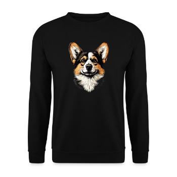 Corgi Welsh Corgi Cardigan Chien Mignon Welsh Corgi - Sweat-shirt Unisexe - noir - Devant - Alina (178cm) & Michal (187cm)