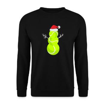 Weihnachts Tennisball Schneemann - Unisex Pullover - Schwarz - Vorne - Alina (178cm) & Michal (187cm)