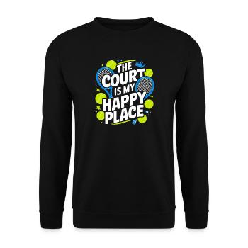 Der Court ist mein Happy Place - Unisex Pullover - Schwarz - Vorne - Alina (178cm) & Michal (187cm)