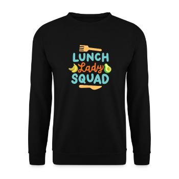 Mittagessen Schule Cafeteria Crew - Unisex Pullover - Schwarz - Vorne - Alina (178cm) & Michal (187cm)