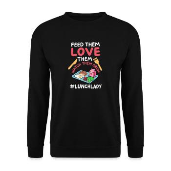 Mittagessen Schule Cafeteria-Mitarbeiter - Unisex Pullover - Schwarz - Vorne - Alina (178cm) & Michal (187cm)