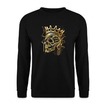 Crâne Crâne Doré Avec Couronne Abstrait - Sweat-shirt Unisexe - noir - Devant - Alina (178cm) & Michal (187cm)