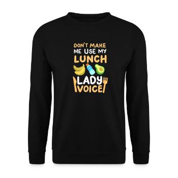 Mittagessen Schule Cafeteria Crew - Unisex Pullover - Schwarz - Vorne - Alina (178cm) & Michal (187cm)