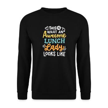 Mitarbeiterin im Lebensmittelservice - Unisex Pullover - Schwarz - Vorne - Alina (178cm) & Michal (187cm)