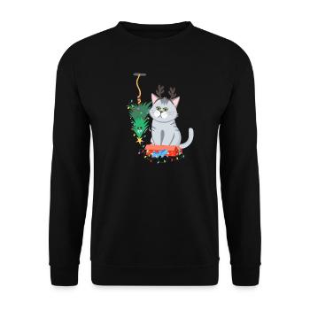 Chat et sapin de Noël Anti Noël - Sweat-shirt Unisexe - noir - Devant - Alina (178cm) & Michal (187cm)