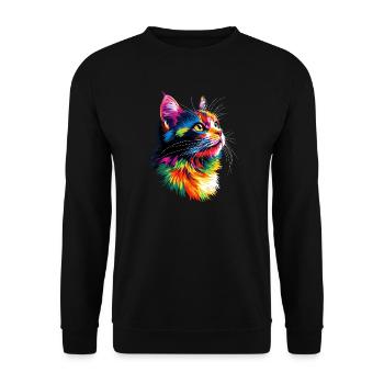 Chat coloré arc-en-ciel couleurs Popart chat maman chats - Sweat-shirt Unisexe - noir - Devant - Alina (178cm) & Michal (187cm)