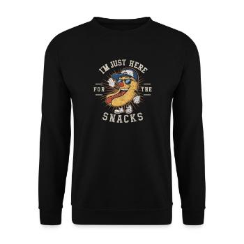 Football - Lustig I'm just here for the snacks - Unisex Pullover - Schwarz - Vorne - Alina (178cm) & Michal (187cm)