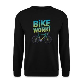 Motivierendes Design mit dem Fahrrad zur Arbeit - Unisex Pullover - Schwarz - Vorne - Alina (178cm) & Michal (187cm)