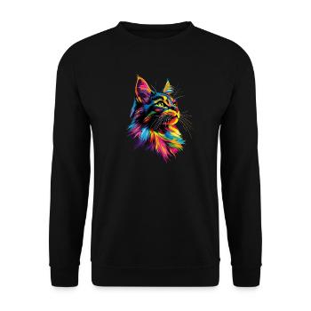 Maine Coon Cat Colorful Rainbow Maine Coon Cats - Unisex Sweatshirt - black - Front - Alina (178cm) & Michal (187cm)