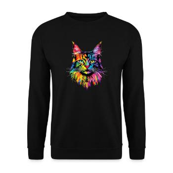 Maine Coon Cat Colorful Rainbow Maine Coon Cats - Unisex Sweatshirt - black - Front - Alina (178cm) & Michal (187cm)