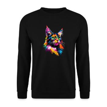 Maine Coon Cat Colorful Rainbow Maine Coon Cats - Unisex Sweatshirt - black - Front - Alina (178cm) & Michal (187cm)