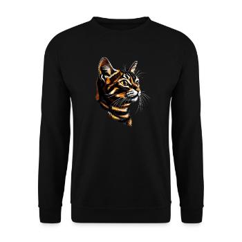 Bengal Katze Leopard Cat Leopardette Bengal Katzen - Unisex Pullover - Schwarz - Vorne - Alina (178cm) & Michal (187cm)