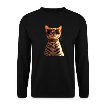 Bengal Katze Leopard Cat Leopardette Bengal Katzen - Unisex Pullover - Schwarz - Vorne - Alina (178cm) & Michal (187cm)