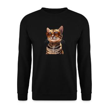 Bengal Katze Leopard Cat Leopardette Bengal Katzen - Unisex Pullover - Schwarz - Vorne - Alina (178cm) & Michal (187cm)