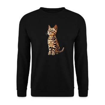 Bengal Katze Leopard Cat Leopardette Bengal Katzen - Unisex Pullover - Schwarz - Vorne - Alina (178cm) & Michal (187cm)