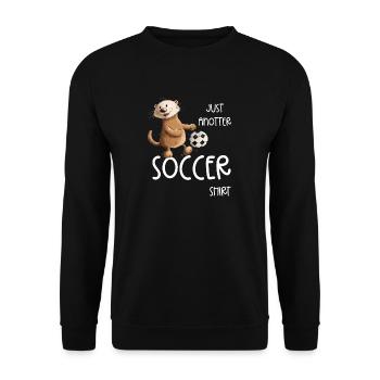 Drollige Otter Spielt Fußball Spruch - Unisex Pullover - Schwarz - Vorne - Alina (178cm) & Michal (187cm)