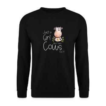 Just A Girl Who Loves Cows I Kuh Kühe - Unisex Pullover - Schwarz - Vorne - Alina (178cm) & Michal (187cm)