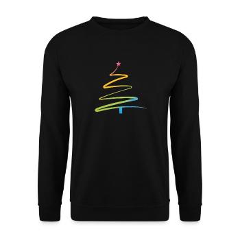 Regenbogen Weihnachtsbaum Aquarell - Unisex Pullover - Schwarz - Vorne - Alina (178cm) & Michal (187cm)