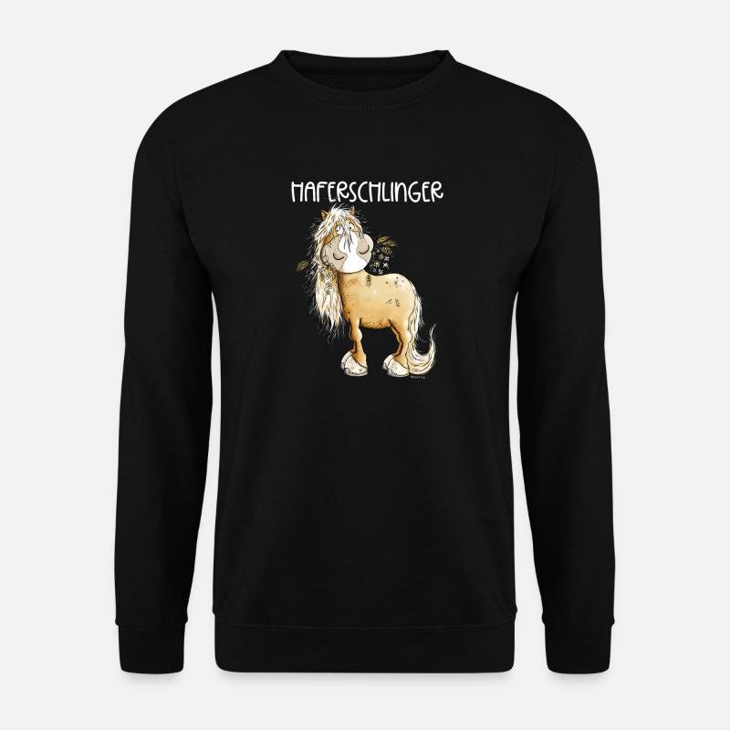 Haflinger Pferd Haferschlinger Wortspiel - Unisex Pullover - Schwarz