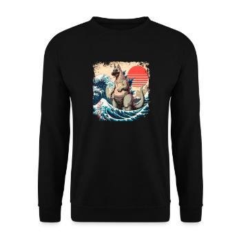 Funny Monster German Shepherd Dogzilla Anime Manga - Unisex Sweatshirt - black - Front - Alina (178cm) & Michal (187cm)