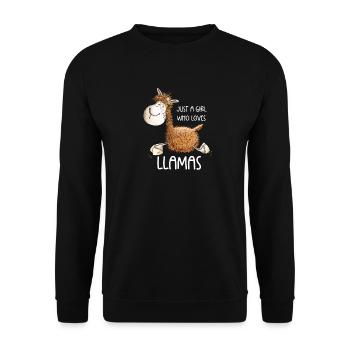 Just A Girl Who Loves Llamas - Unisex Pullover - Schwarz - Vorne - Alina (178cm) & Michal (187cm)