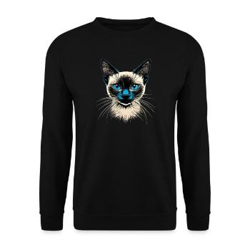 Siamkatze Siam Katze Siamese Cat Siamesen Katzen - Unisex Pullover - Schwarz - Vorne - Alina (178cm) & Michal (187cm)