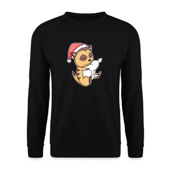 Erdmännchen Niedlich Müde Ausschlafen Weihnachten - Unisex Pullover - Schwarz - Vorne - Alina (178cm) & Michal (187cm)