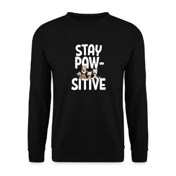 Stay Pawsitive Cats Team Cats Saying - Unisex Sweatshirt - black - Front - Alina (178cm) & Michal (187cm)
