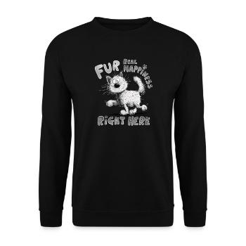 For Realy Happiness Right Here Cat Saying Cats - Unisex Sweatshirt - black - Front - Alina (178cm) & Michal (187cm)