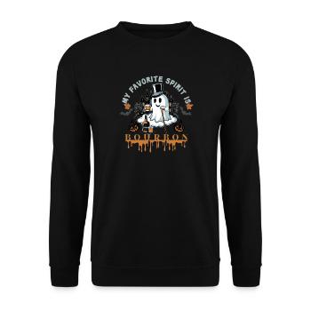 Ghost with Bourbon and Top Hat Halloween - Unisex Sweatshirt - black - Front - Alina (178cm) & Michal (187cm)