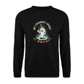 Spooky Ghost with Whiskey and Top Hat - Unisex Sweatshirt - black - Front - Alina (178cm) & Michal (187cm)
