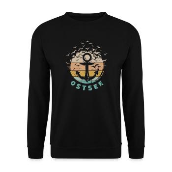 ancre rétro mer Baltique vintage mer mouettes icône logo - Sweat-shirt Unisexe - noir - Devant - Alina (178cm) & Michal (187cm)