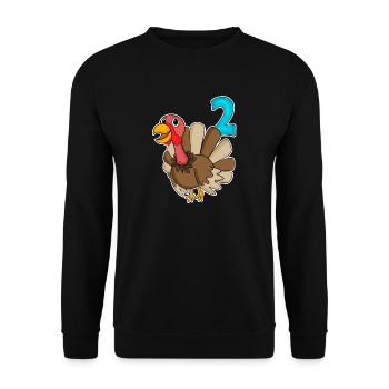 2 Birthday Motif Turkey Bird - Two Years Old - Unisex Sweatshirt - black - Front - Alina (178cm) & Michal (187cm)