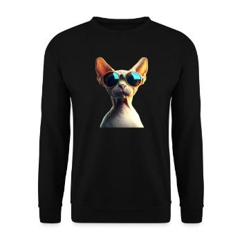 Chat Sphynx Chat Sphynx Chat Canadien Mignon Sphinx - Sweat-shirt Unisexe - noir - Devant - Alina (178cm) & Michal (187cm)