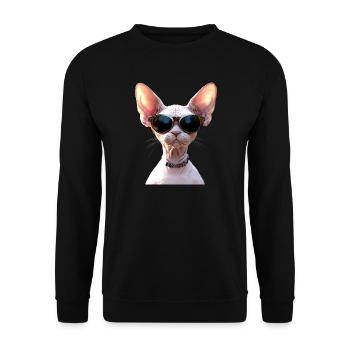 Sphynx Katze Sphynxkatze Canadian Cat Süße Sphinx - Unisex Pullover - Schwarz - Vorne - Alina (178cm) & Michal (187cm)