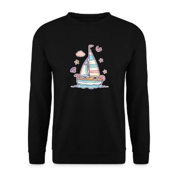 Segeln Comic Look - Unisex Pullover - Schwarz - Vorne - Alina (178cm) & Michal (187cm)