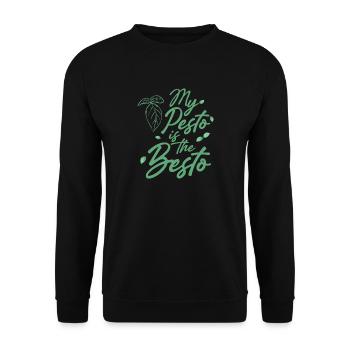 Pesto ist das Beste - Unisex Pullover - Schwarz - Vorne - Alina (178cm) & Michal (187cm)