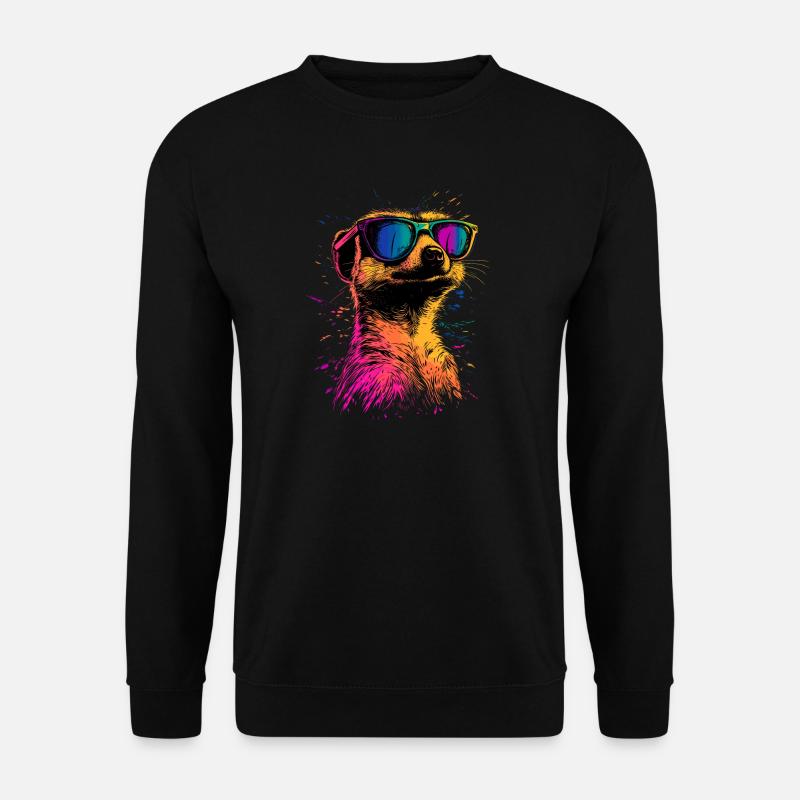 Erdmännchen Sonnenbrille Bunt Süßes Erdmännchen - Unisex Pullover - Schwarz